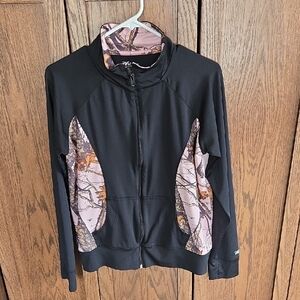 Black Bomber Jacket with Pink Camo Accents
